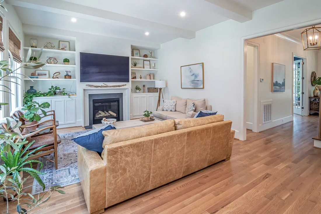 Living room built-ins and fireplace