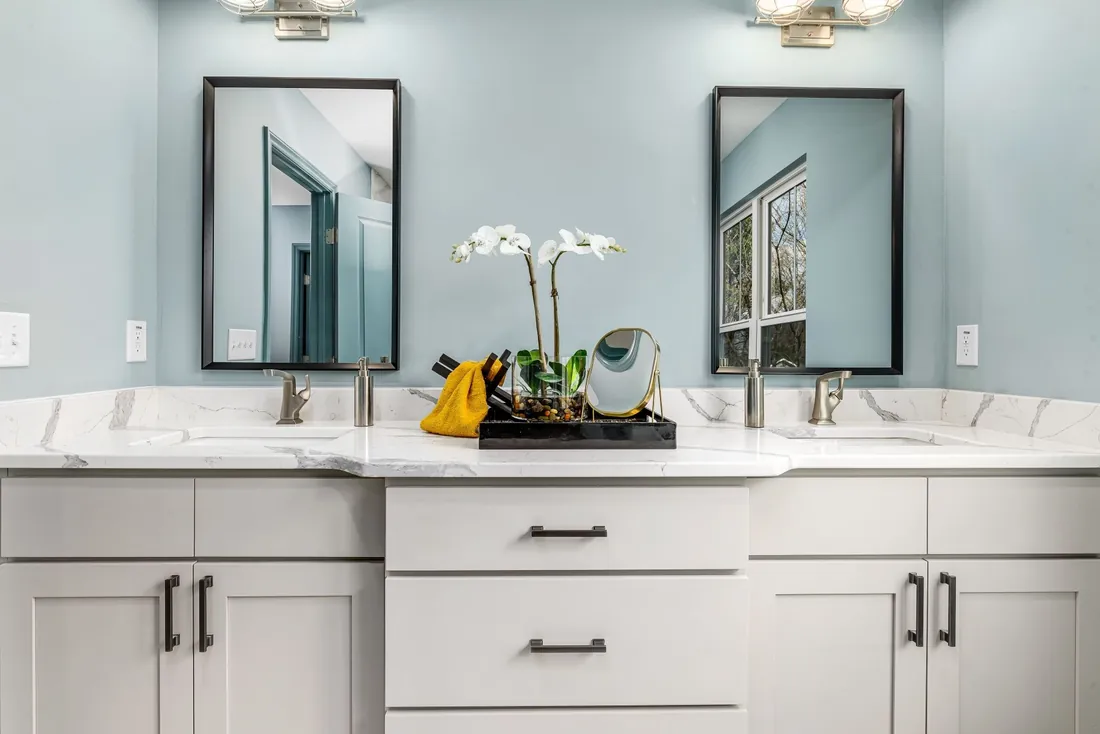 Double vanity in painted maple